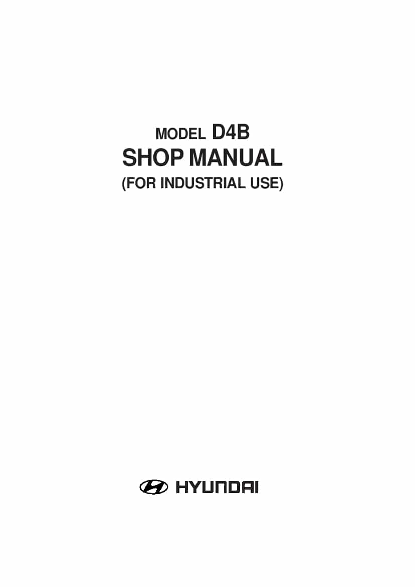 Hyundai engine D4BB Workshop Repair Service Manual PDF download