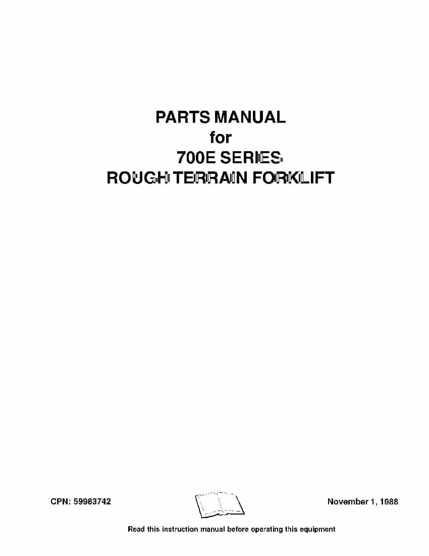 Ingersoll Rand RT-700 E Rough Terrain Forklift Parts Manual PDF Download