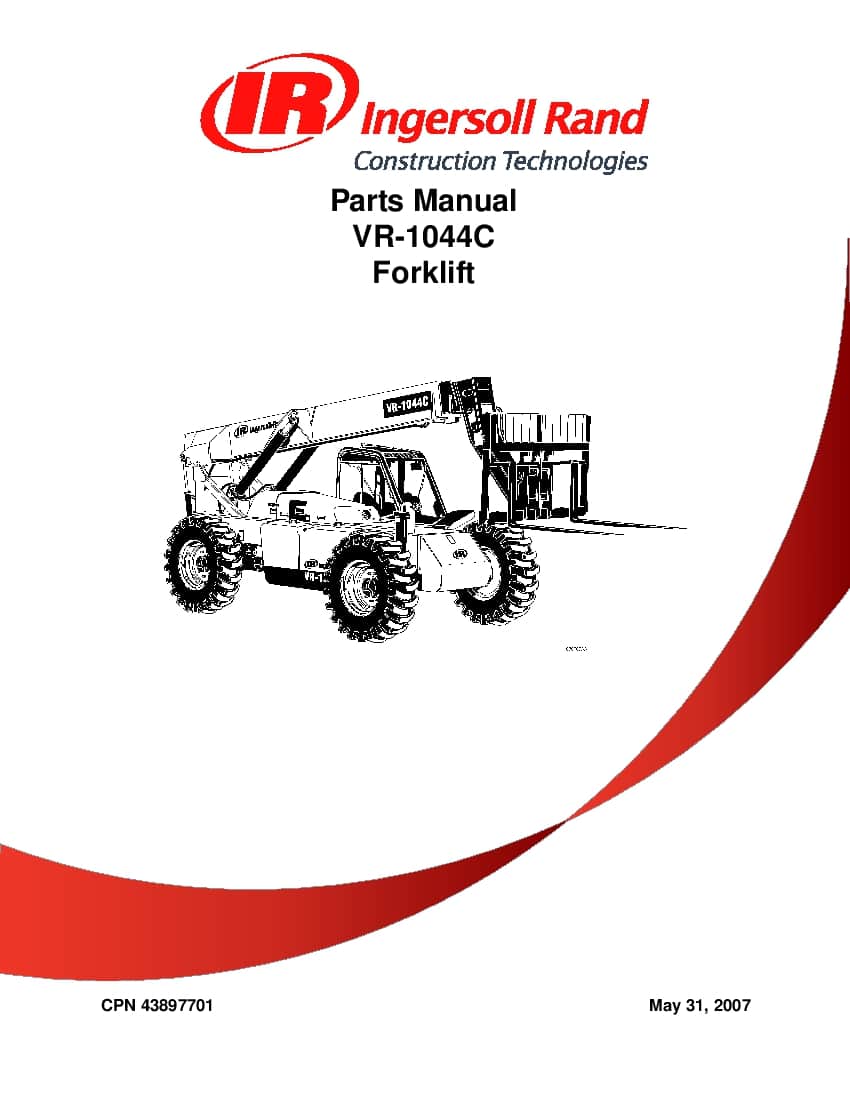 Ingersoll Rand VR-1044C Telehandler Parts Manual PDF Download
