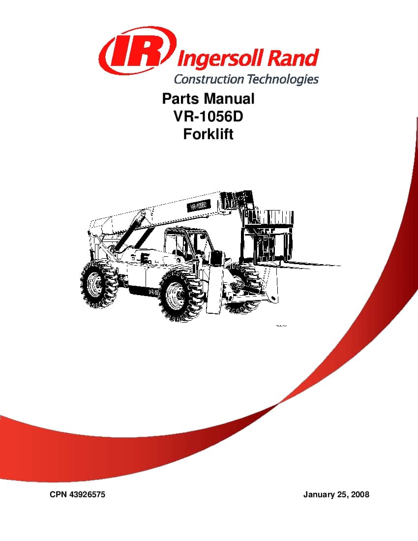 Ingersoll Rand VR-1056D Telehandler Parts Manual PDF Download