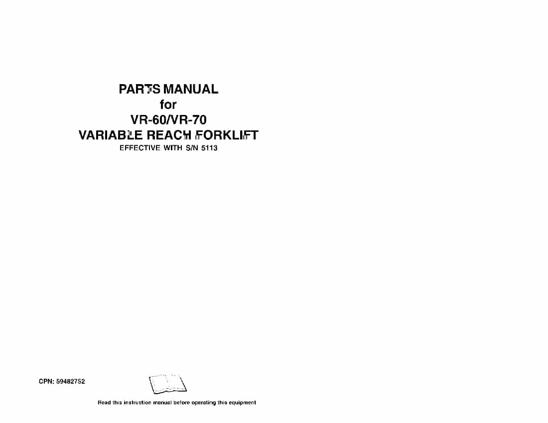Ingersoll Rand VR-60 Telehandler Parts Manual PDF Download