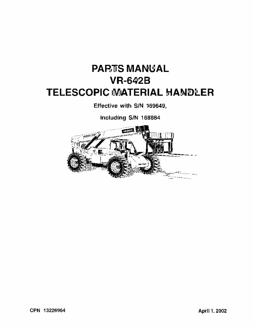 Ingersoll Rand VR-642B SN 169649 AND HIGHER PB-13226964 Telehandler Parts Manual PDF Download