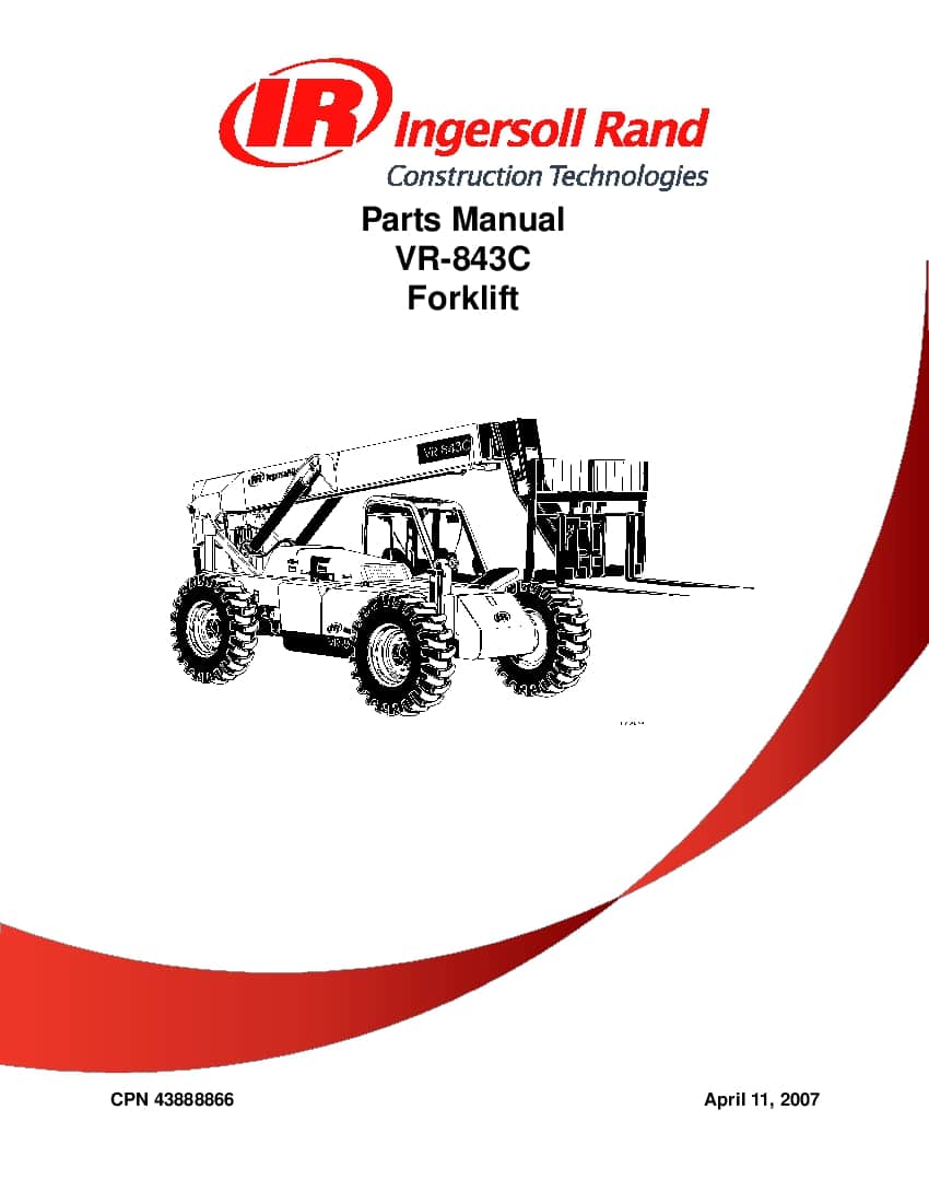 Ingersoll Rand VR-843C Telehandler Parts Manual PDF Download