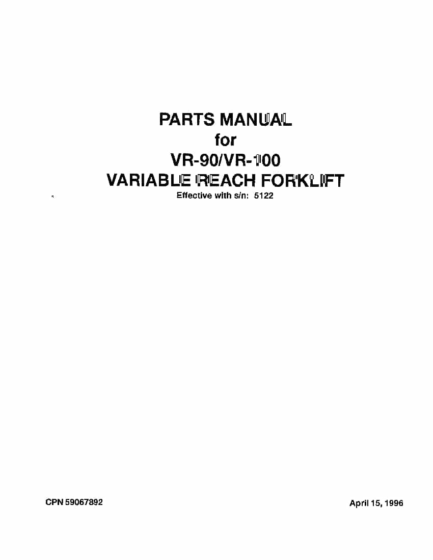 Ingersoll Rand VR-90 Telehandler Parts Manual PDF Download
