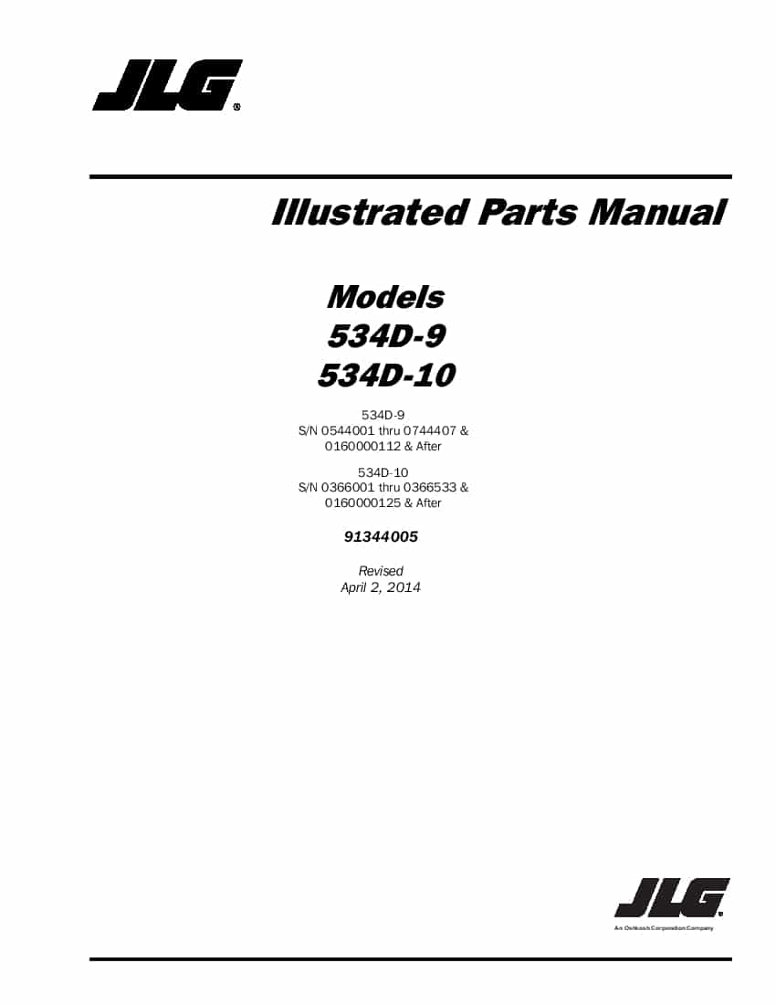 JLG 534D-9 534D-10 Telehandler Parts Manual PDF Download