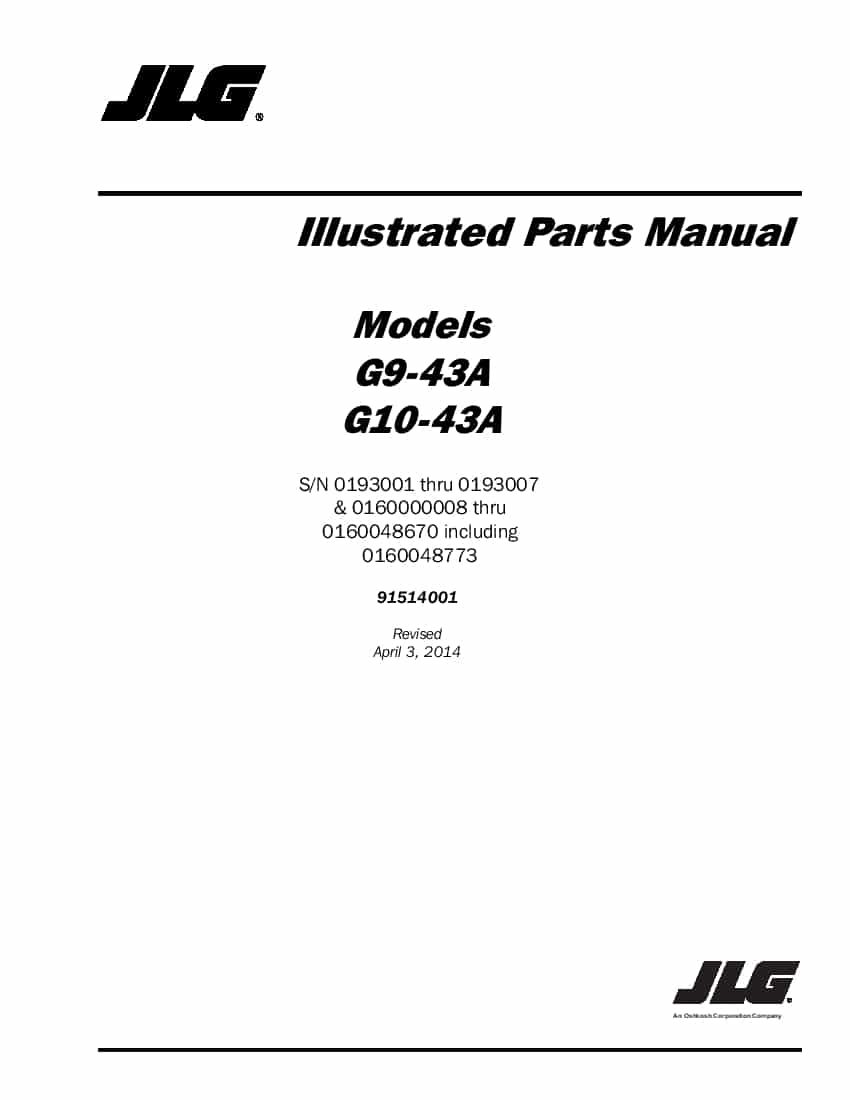 JLG G10-43A Telehandler Parts Manual PDF Download