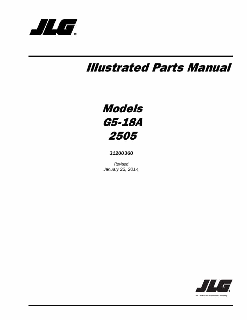 JLG G5-18A 2505 Telehandler Parts Manual PDF Download