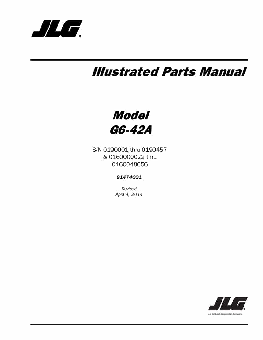 JLG G6-42A sn 0190001 thru 0190457 Telehandler Parts Manual PDF Download
