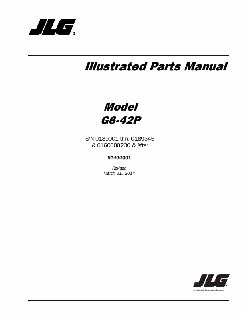 JLG G6-42P Telehandler Parts Manual PDF Download
