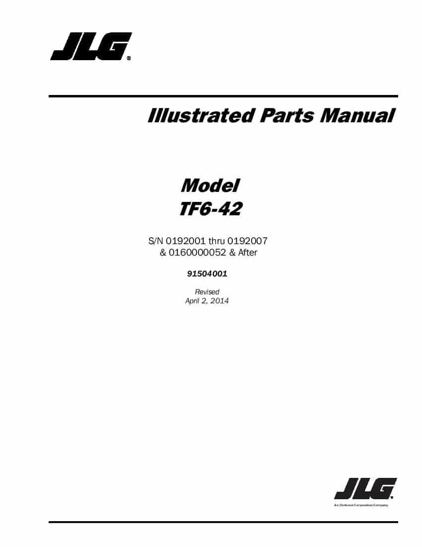 JLG TF6-42 Telehandler Parts Manual PDF Download