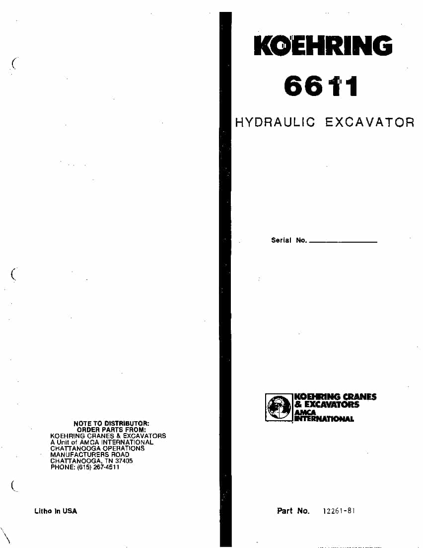 KOEHRING BANTAM 66111047001 EXCAVATOR Parts Manual PDF Download