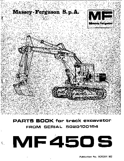 MF450S Excavator Part Manual PDF Download