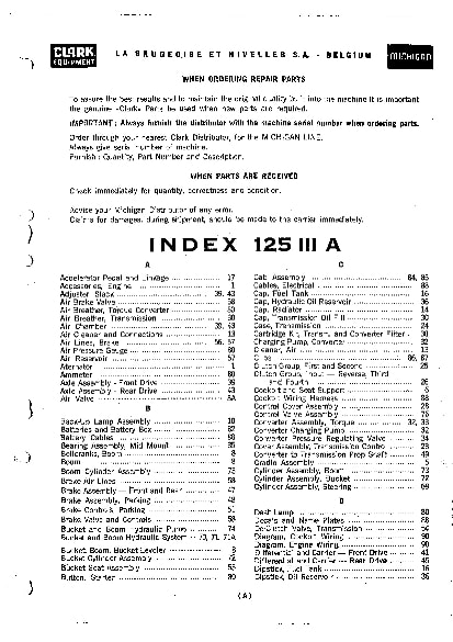 MICHIGAN 125 III BELGIUM WHEEL LOADER Parts Manual PDF Download