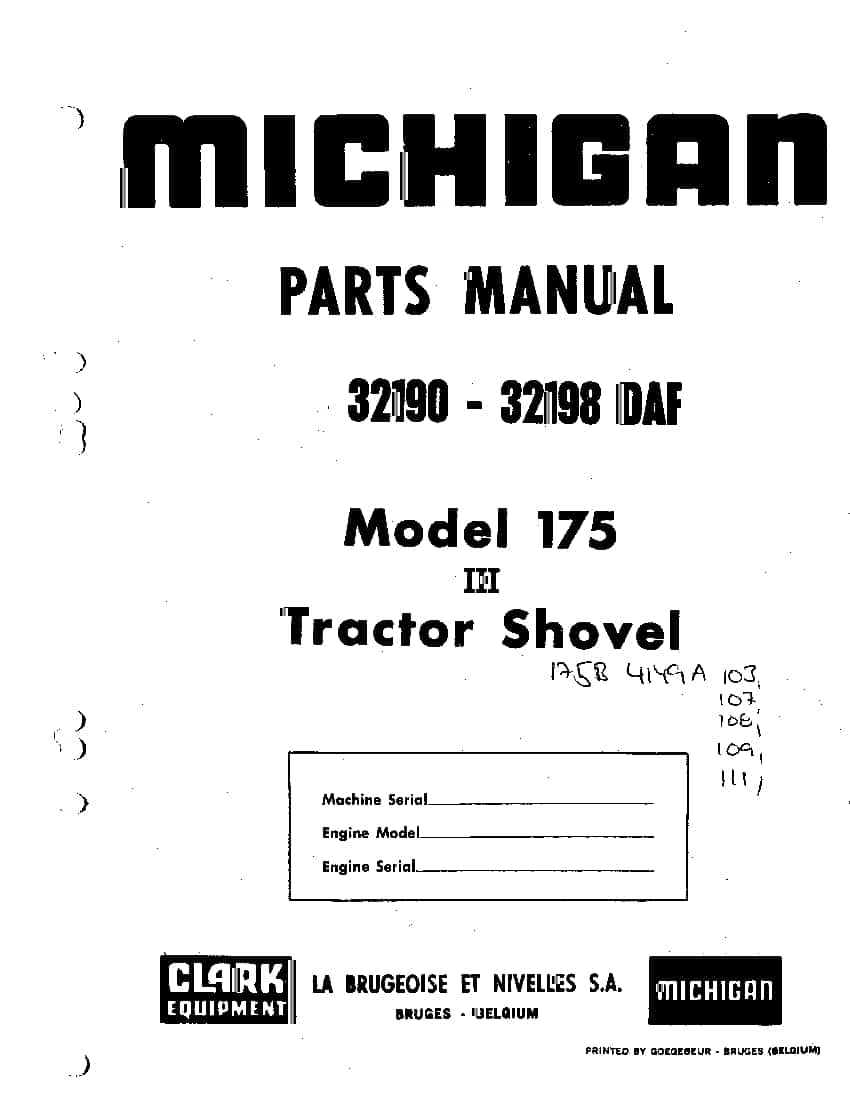 MICHIGAN 175 III 32190-32198 DAF WHEEL LOADER Parts Manual PDF Download