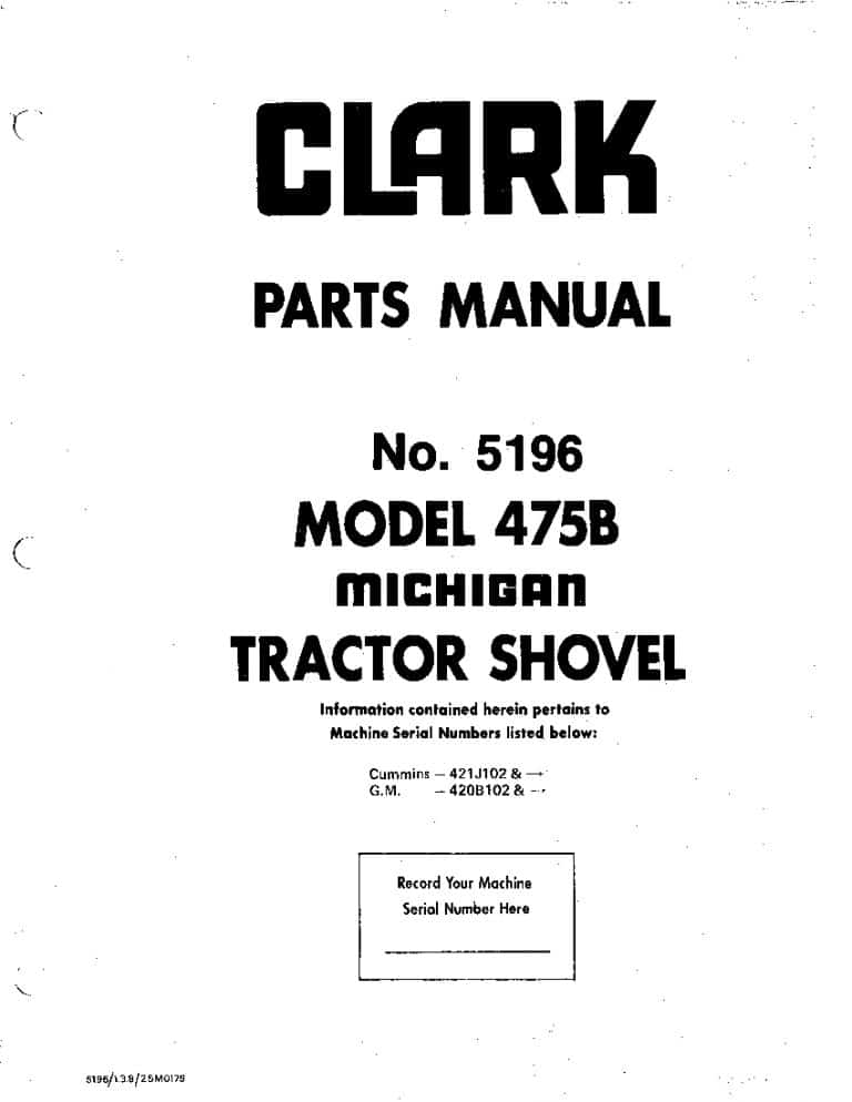 MICHIGAN 475B 3132 WHEEL LOADER Parts Manual PDF Download