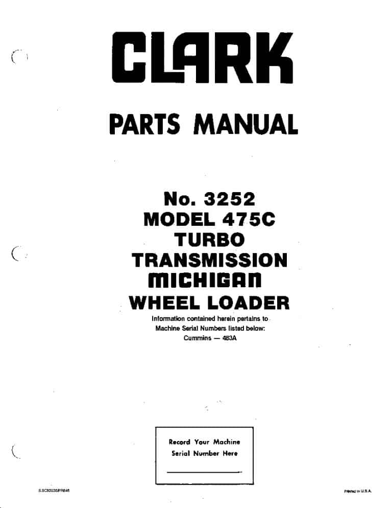 MICHIGAN 475C 3252 WHEEL LOADER Parts Manual PDF Download