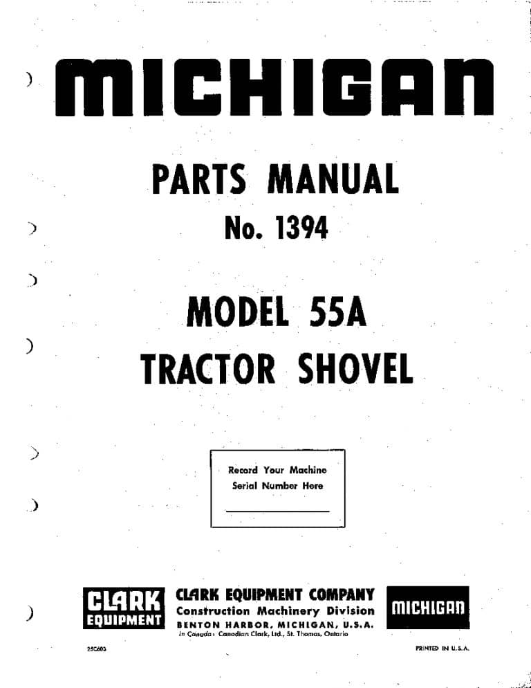 MICHIGAN 55A 1394 WHEEL LOADER Parts Manual PDF Download