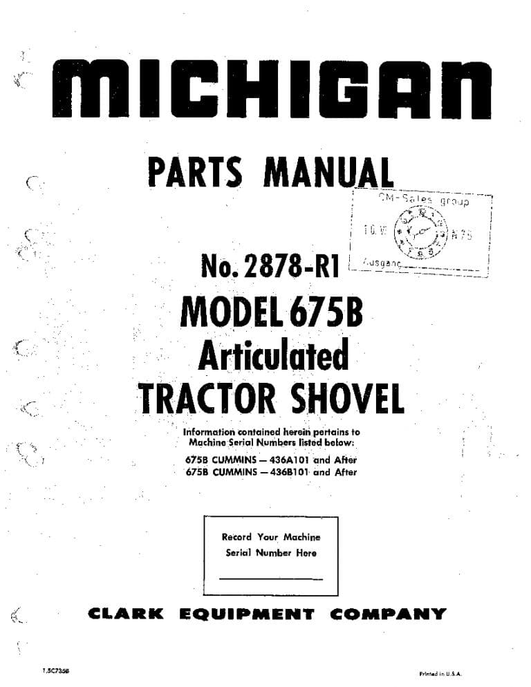 MICHIGAN 675B 2878 R1 WHEEL LOADER Parts Manual PDF Download