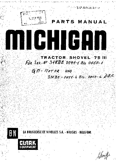 MICHIGAN 75 III 318BE WHEEL LOADER Parts Manual PDF Download
