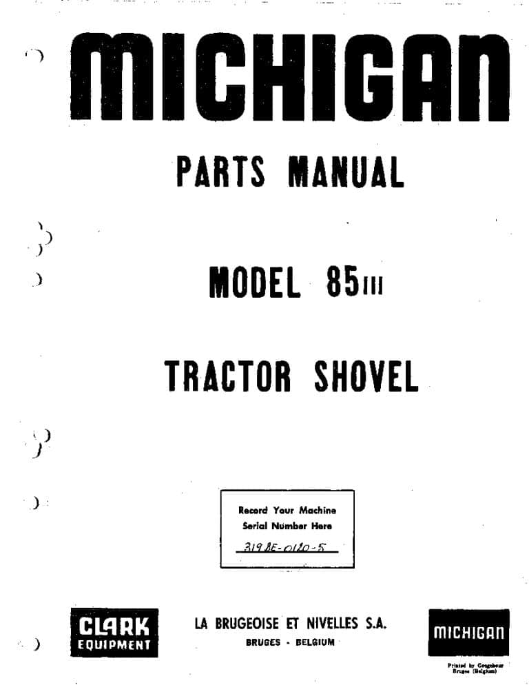 MICHIGAN 85 III 319-BE-0120-5 WHEEL LOADER Parts Manual PDF Download
