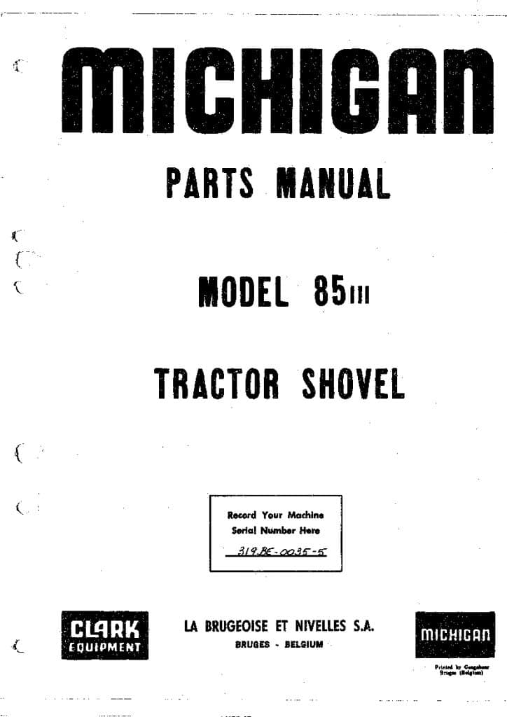 MICHIGAN 85 III 319BE-0035-5 WHEEL LOADER Parts Manual PDF Download