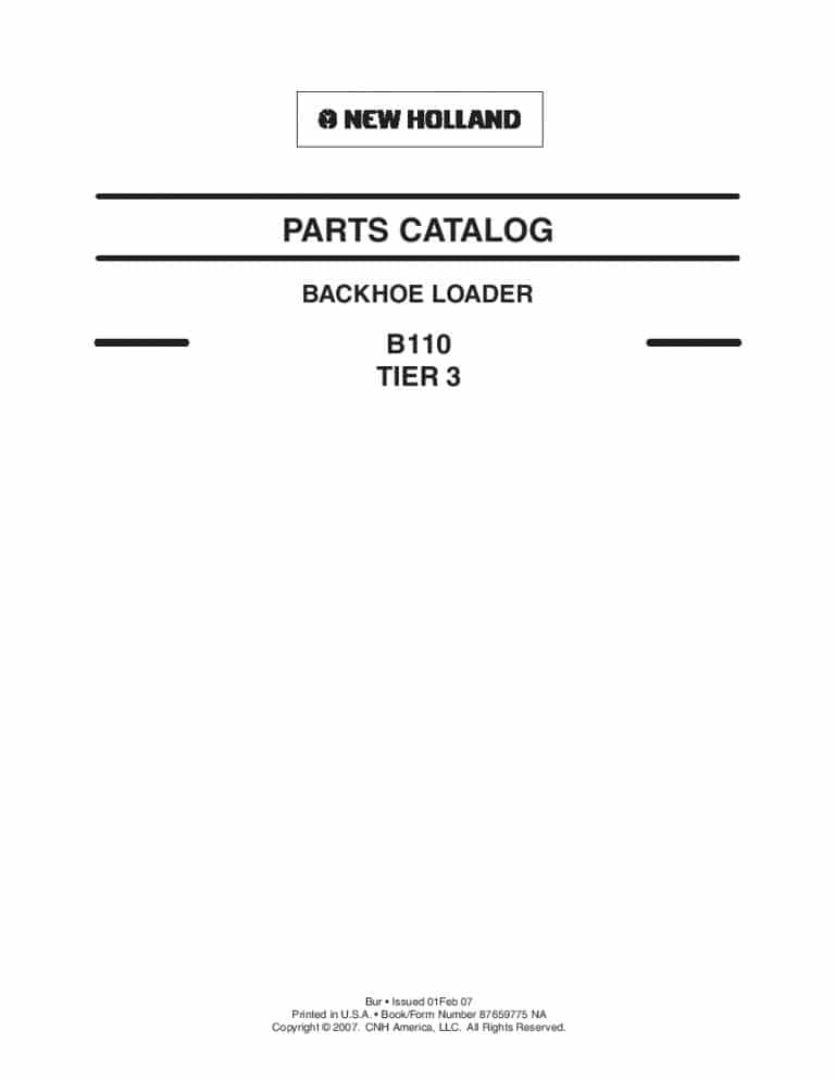 NEW HOLLAND B110 TIER 3 LOADER BACKHOE PARTS MANUAL PDF Download