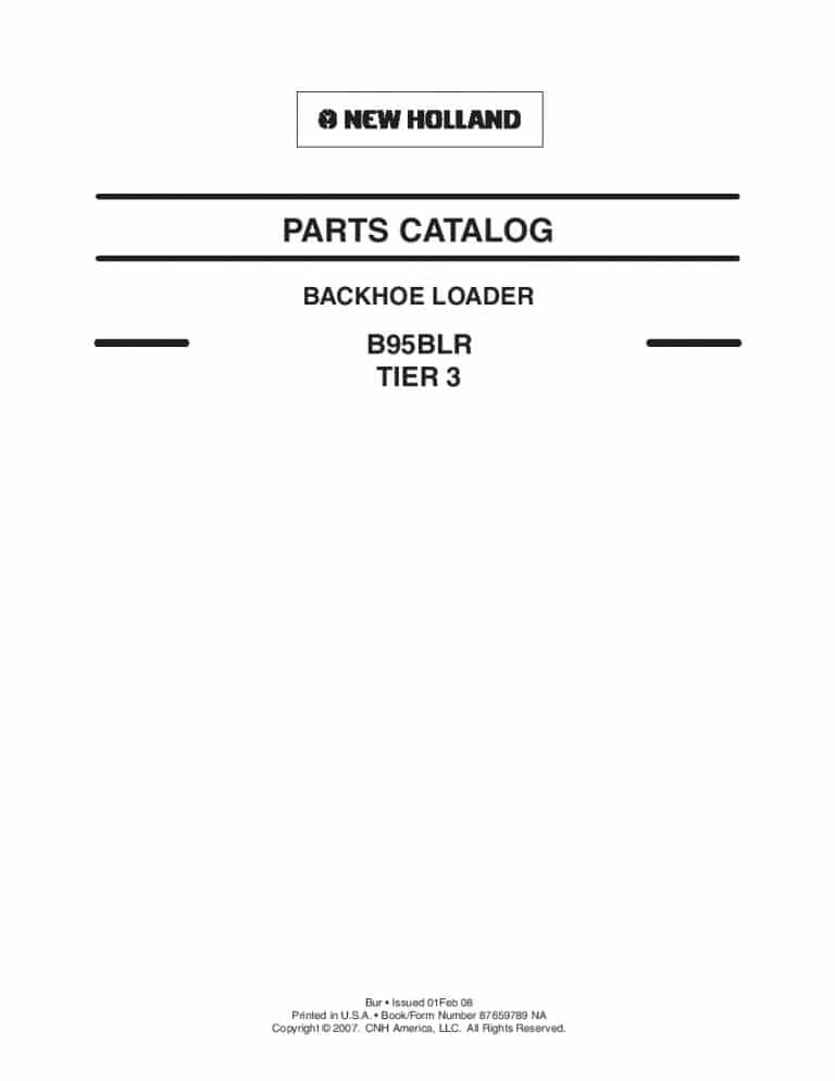 NEW HOLLAND B95BLR LOADER BACKHOE PARTS MANUAL PDF Download