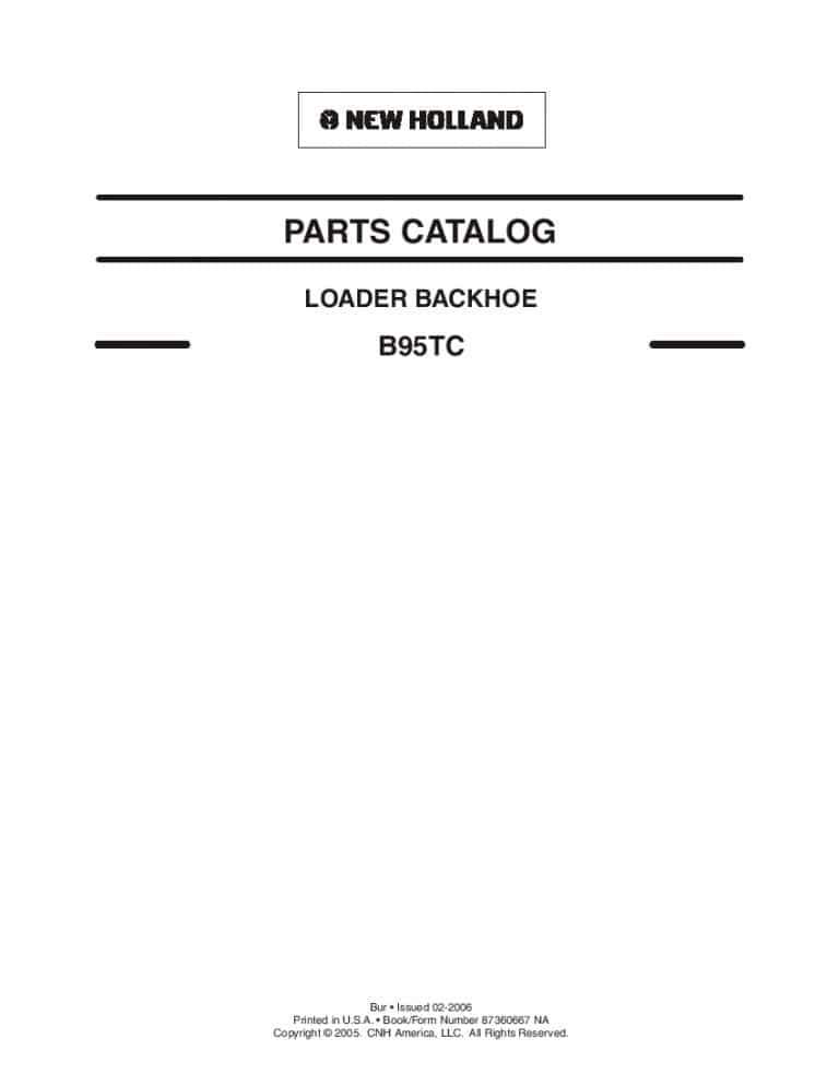 NEW HOLLAND B95TC LOADER BACKHOE PARTS MANUAL PDF Download