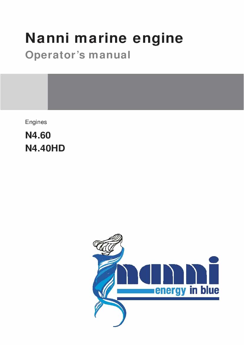 Nanni Engines N4.60 N4.40HD Operation and Maintenance Manual PDF Download