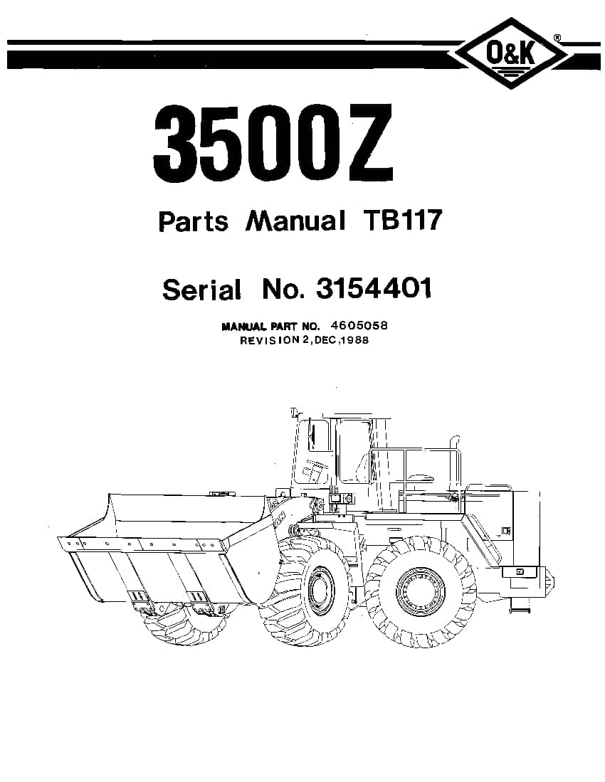 OK TROJAN 3500Z-TB117 WHEEL LOADER Parts Manual PDF Download