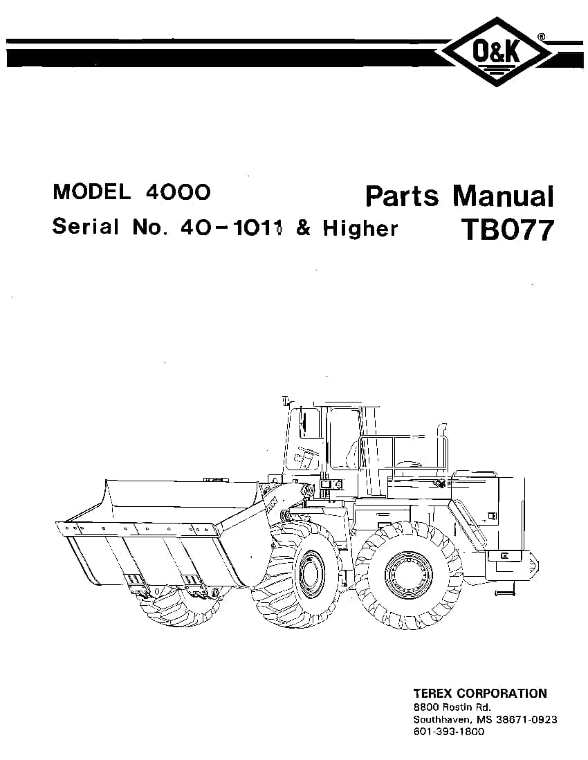 OK TROJAN 4000-TB077 WHEEL LOADER Parts Manual PDF Download