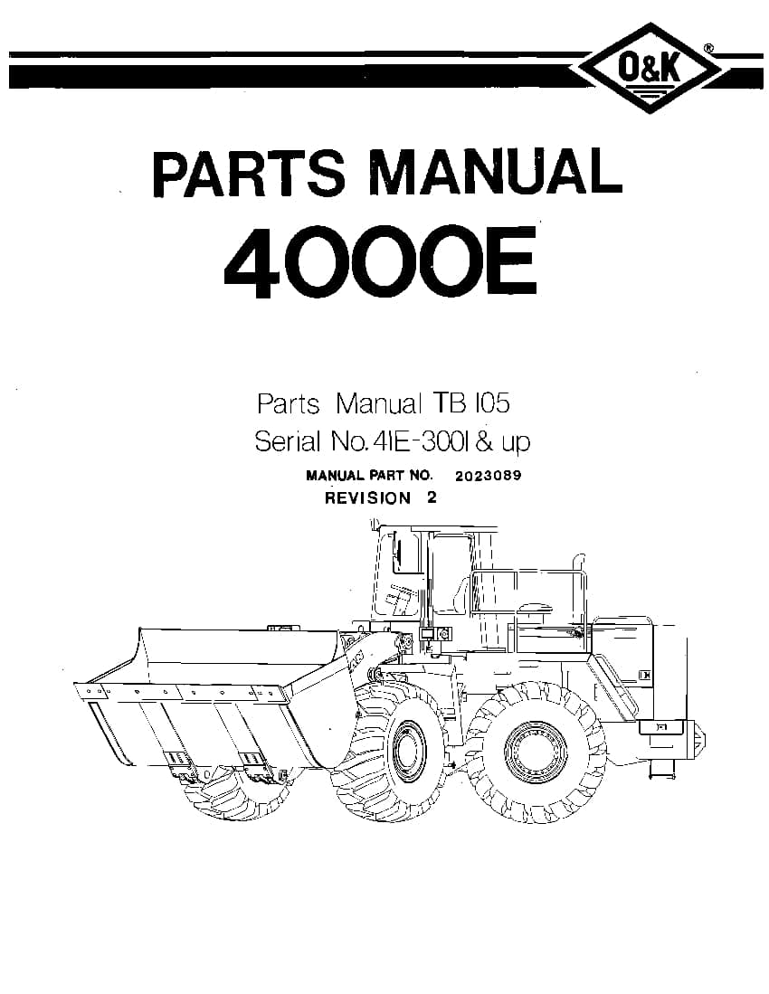 OK TROJAN 4000E-TB105 WHEEL LOADER Parts Manual PDF Download
