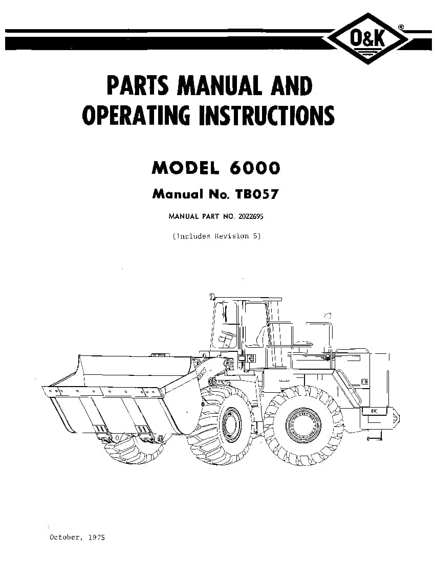OK TROJAN 6000-TB057 WHEEL LOADER Parts Manual PDF Download