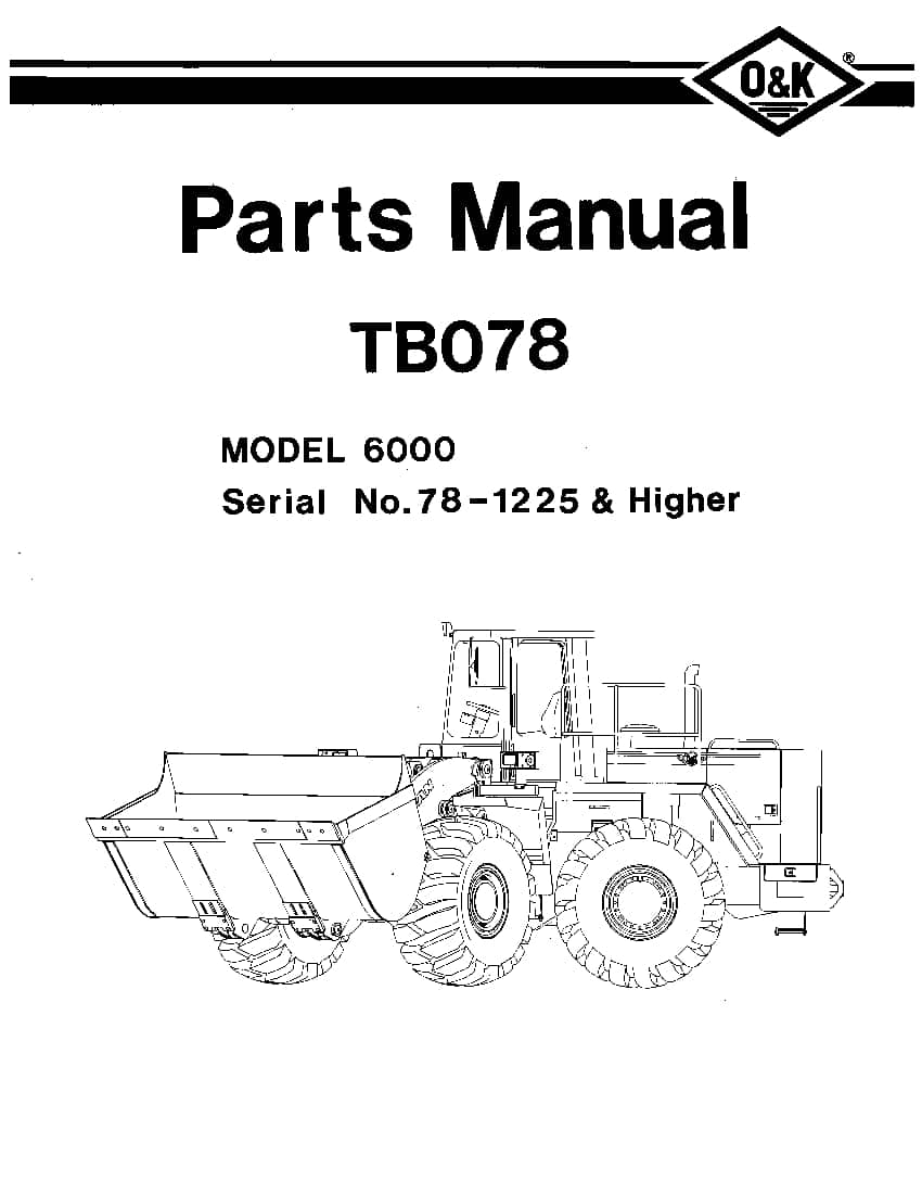 OK TROJAN 6000-TB078 WHEEL LOADER Parts Manual PDF Download