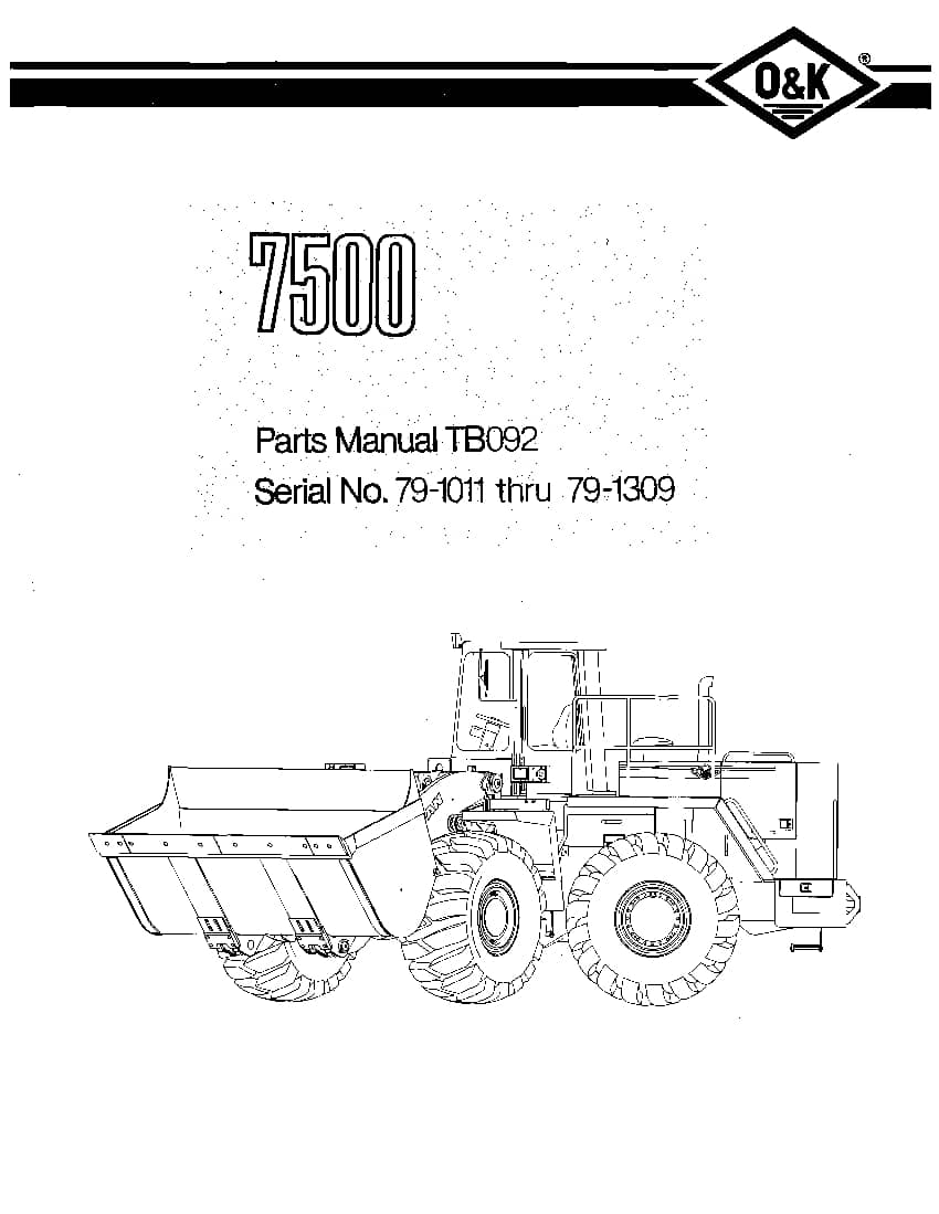OK TROJAN 7500-TB092 WHEEL LOADER Parts Manual PDF Download