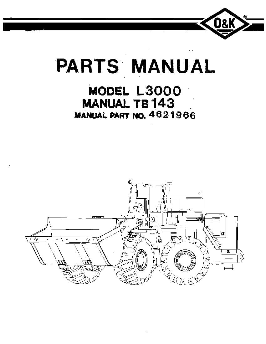 OK TROJAN L3000-TB143 WHEEL LOADER Parts Manual PDF Download
