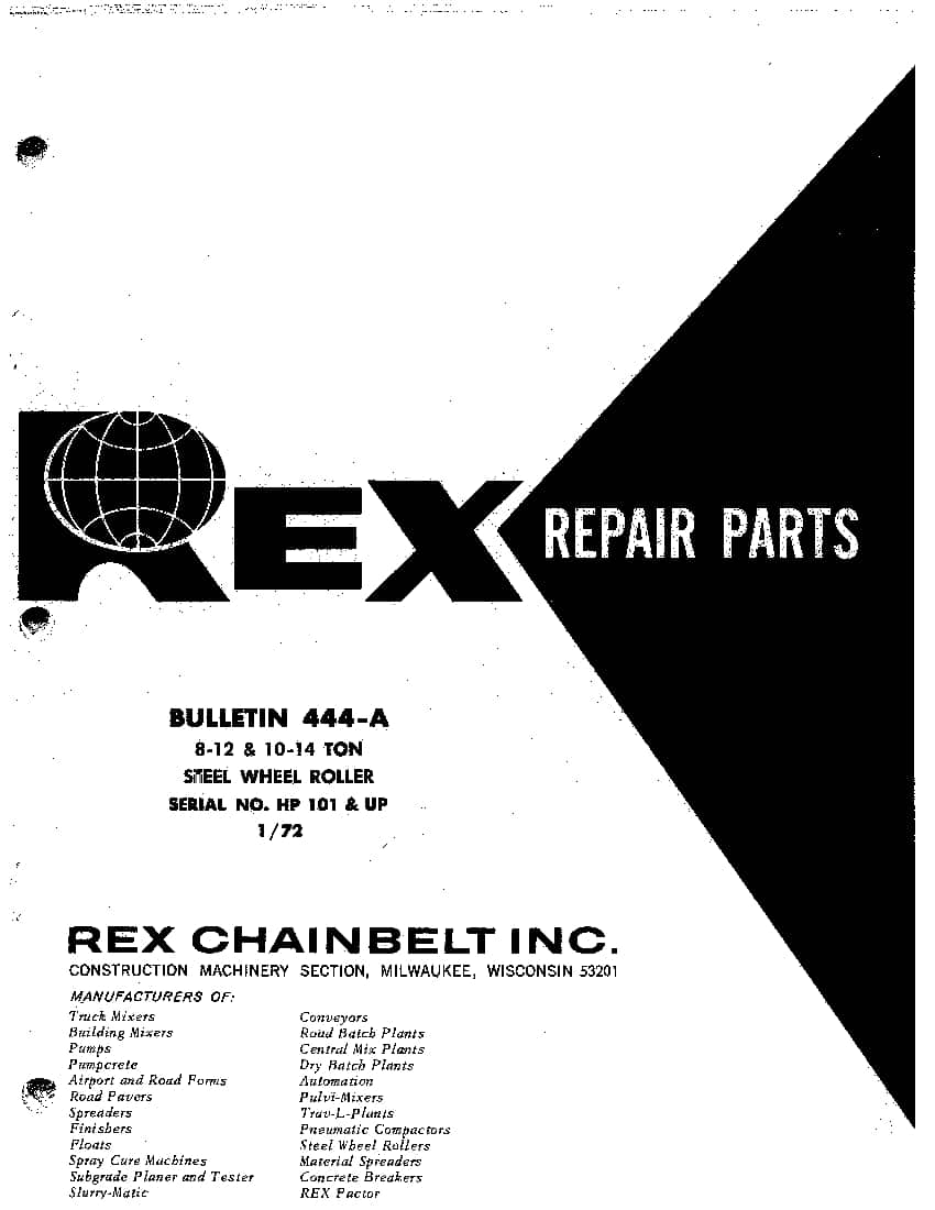 REX ROLLER 8-12,10-14 PM 444A Parts Manual PDF Download