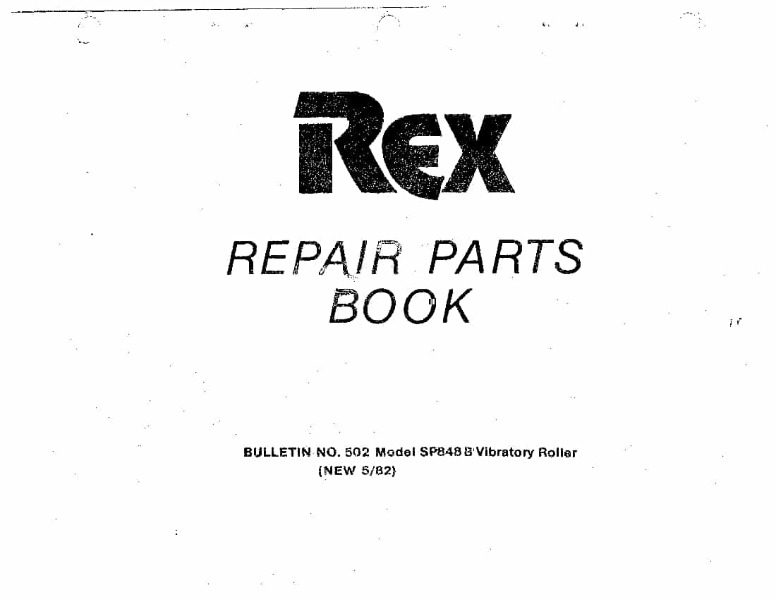 REX ROLLER SP848B SM 502 Parts Manual PDF Download