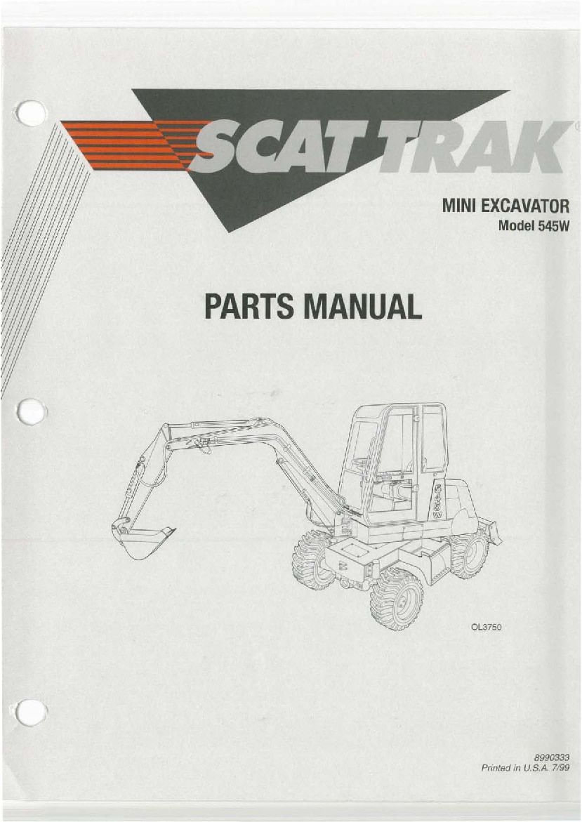 SCAT TRAK 545W 65 MINI EXCAVATOR Parts Manual PDF Download
