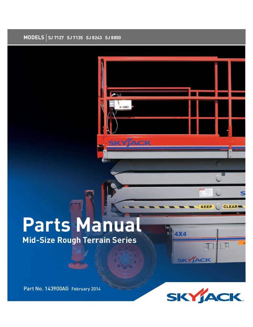 SKYJACK SJ7127 RT SERIAL 34 001 507 TO 34 001 950 Part Manual PDF Download