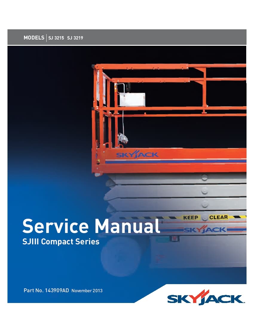 SKYJACK SJIII 3215 3219 NOV 2013 Service workshop repair manual PDF Download