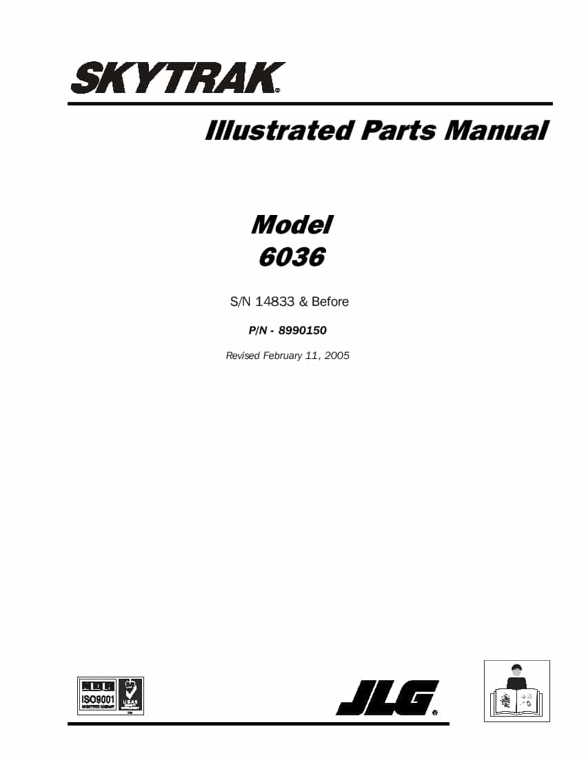SkyTrak 6036 sn 14833 & before Telehandler Parts Manual PDF Download