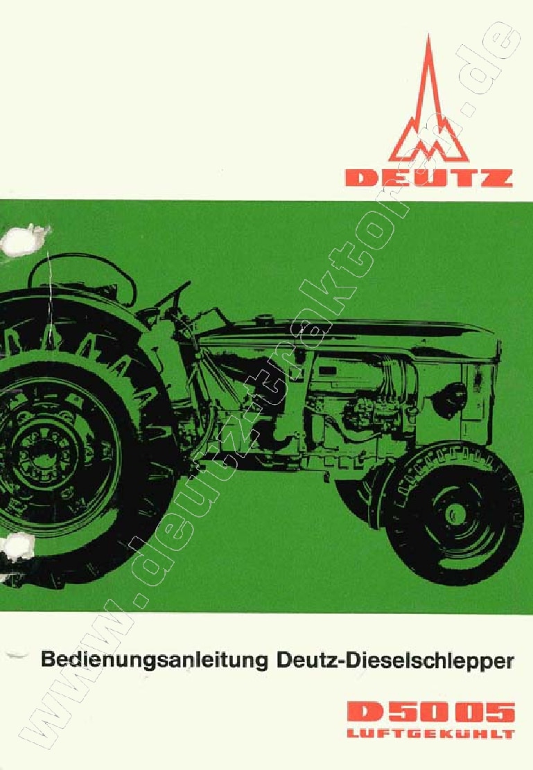 Tractors Deutz D5005 Workshop Repair Service Manual PDF Download