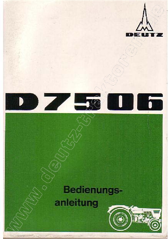 Tractors Deutz D7506 Workshop Repair Service Manual PDF Download