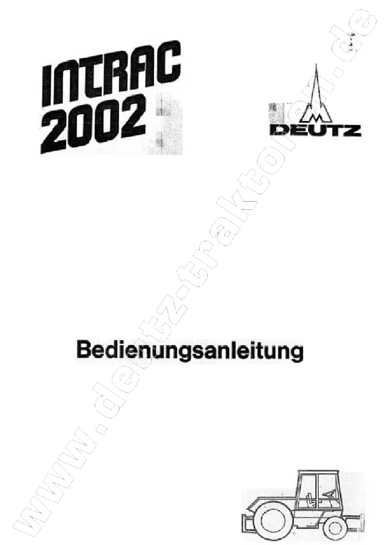 Tractors Deutz Intrac 2002 Workshop Repair Service Manual PDF Download