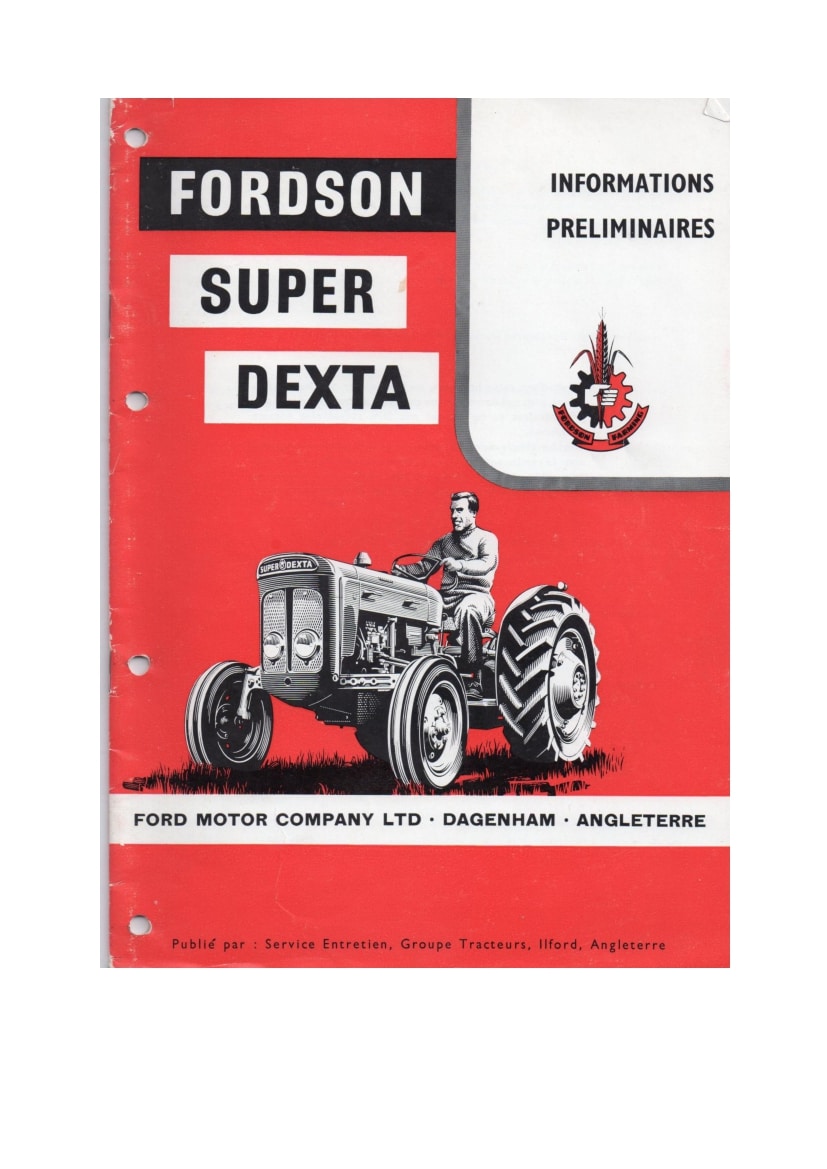 Tractors Fordson Super Dextra Workshop Repair Service Manual PDF Download