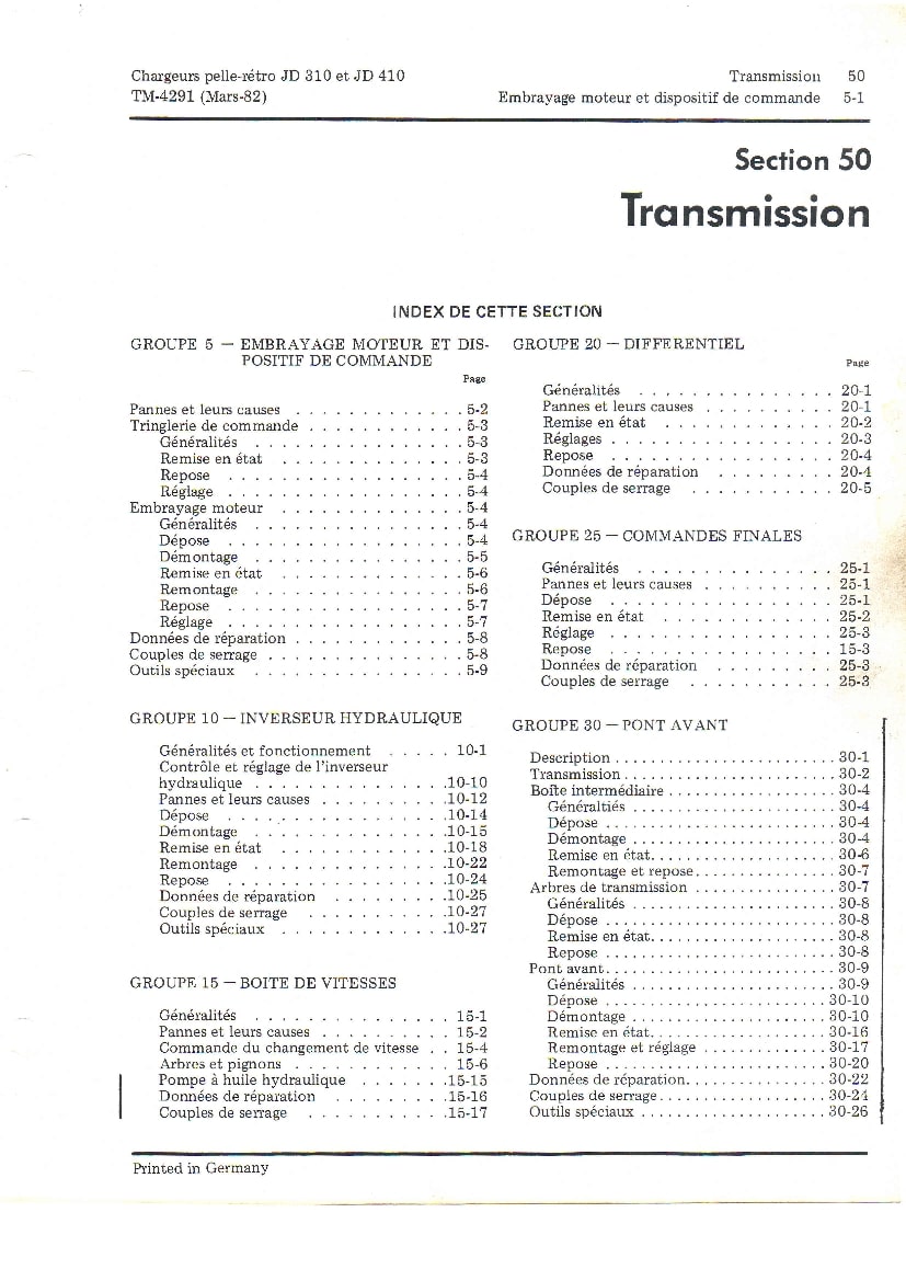 Tractors John Deere 310-410 Workshop Repair Service Manual PDF Download