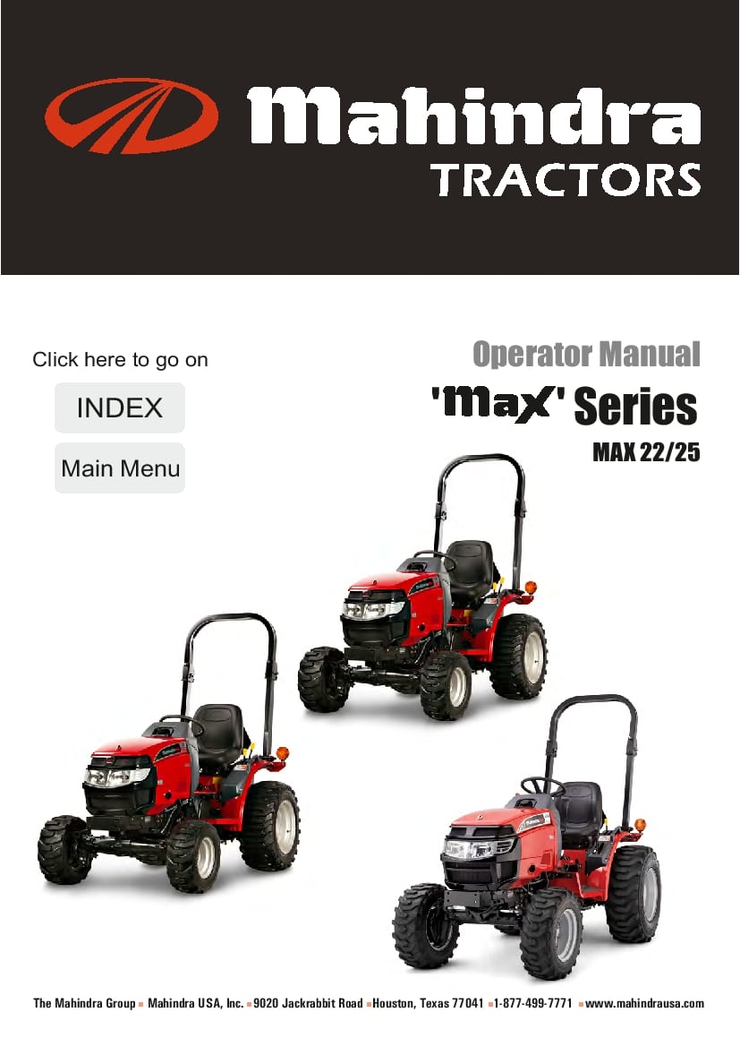 Uputstvo Za Upotrebu Traktora Mahindra Max22 - 25 Manual PDF Download