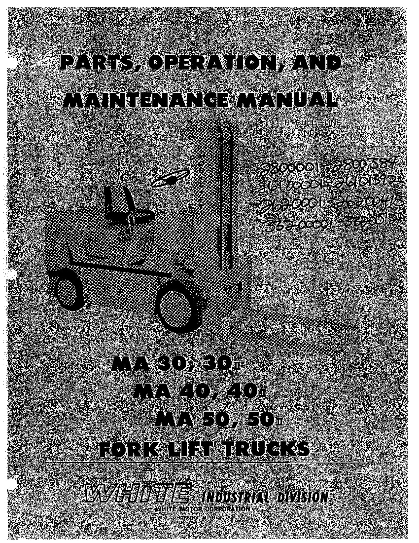 WHITE FORK LIFT MA30-MA50 OMP S345A Parts Manual PDF Download