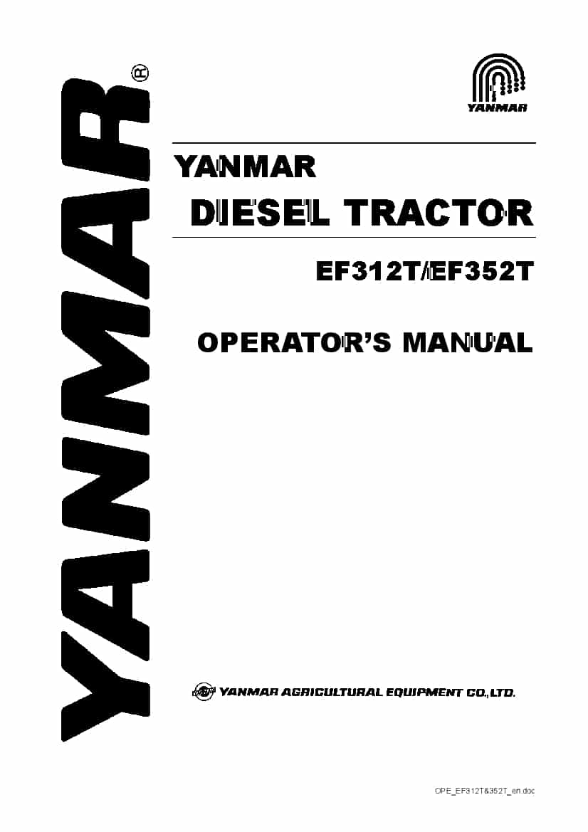 Yanmar Engine Series Ef312T-Ef352T Workshop Repair Service Manual PDF Download